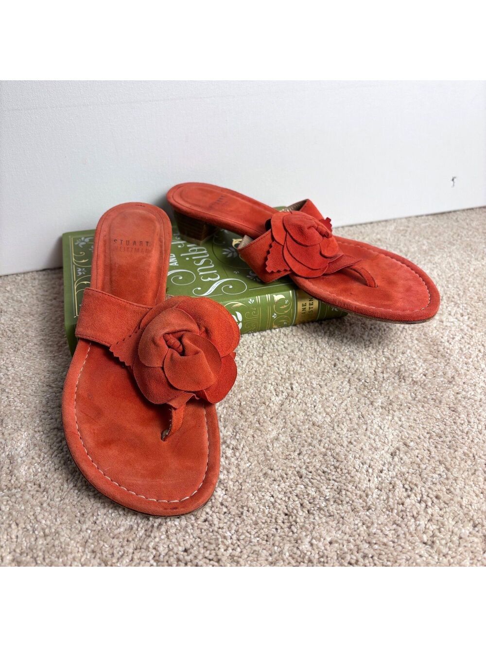 Stuart Weitzman Suede Coral Kitten Heels 7.5